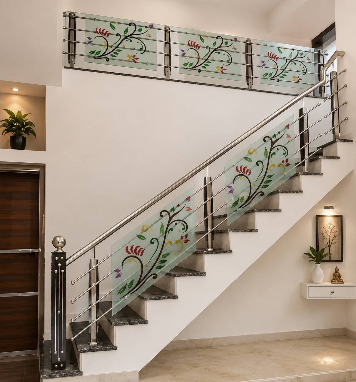 Steel staircase railing